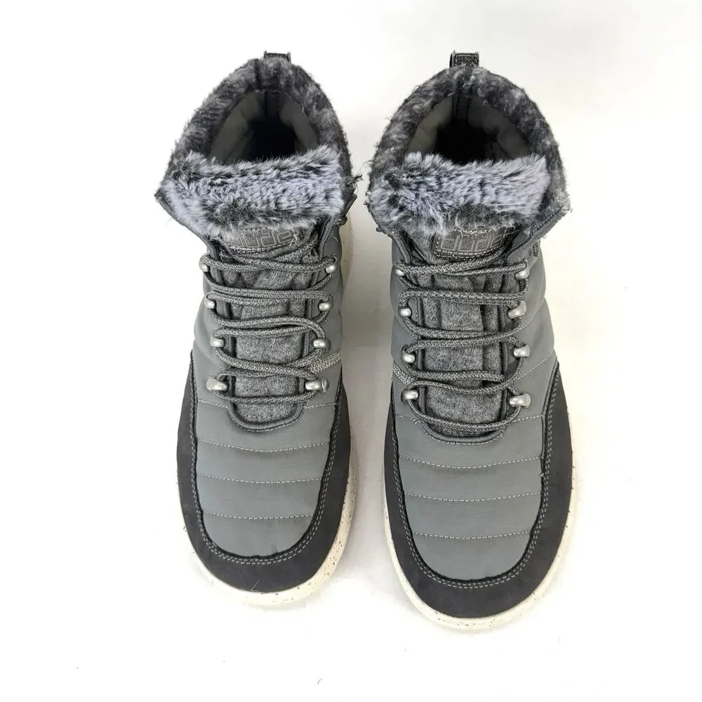 Hey Dude Brandy Women's Grey Slip On Faux Fur Comfort High Top Booties Size 11